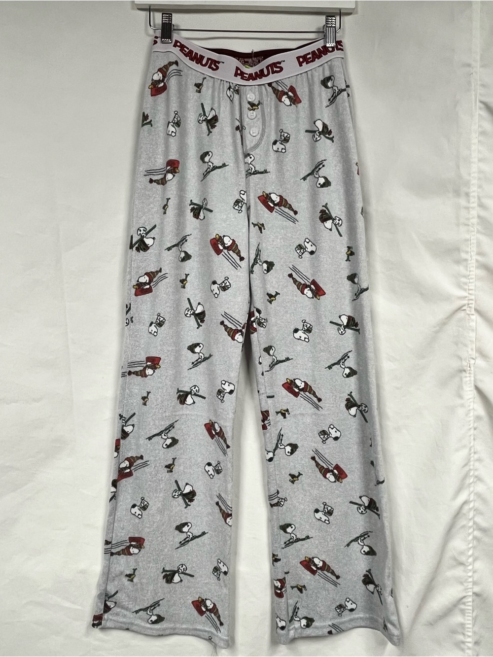 2 PJ Pants Peanuts Snoopy theme Pajama bottoms Christmas and Valentine day sz M
